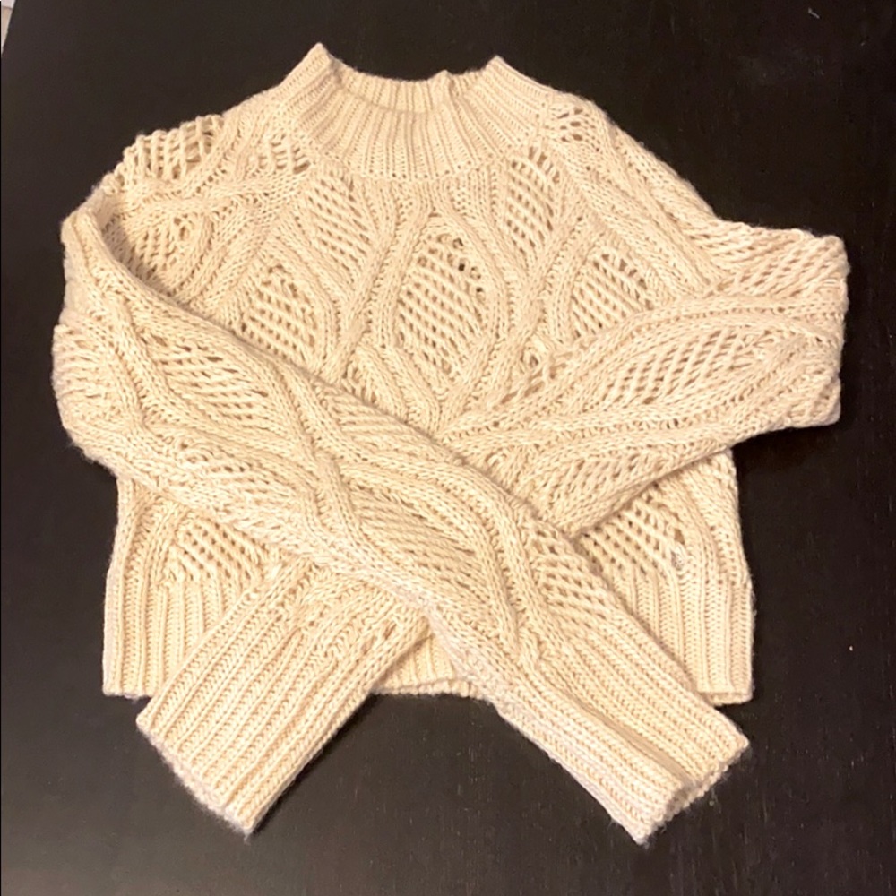Forever 21 Mock Neck Cable Knit Cropped Sweater